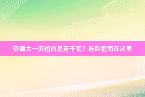 空调大一匹指的是若干瓦？选购指南在这里